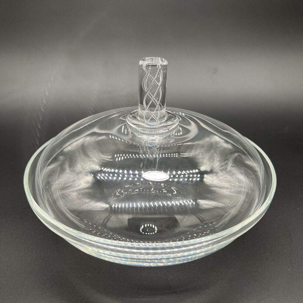 Vintage Corcoran Crystal Sweden Air Twist Bowl With Lid